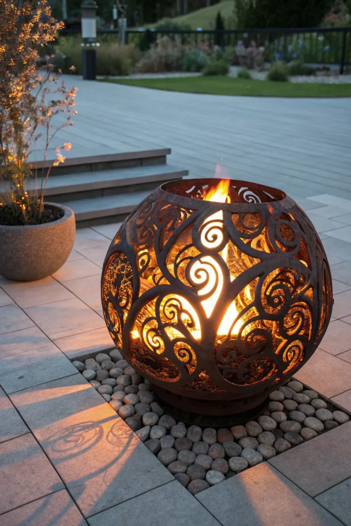 29 swirling design metal fire pit a spherical fi
