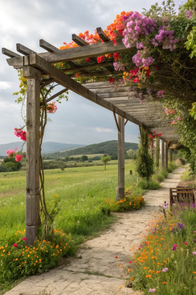 29 vibrant wildflower pergola haven wooden beam
