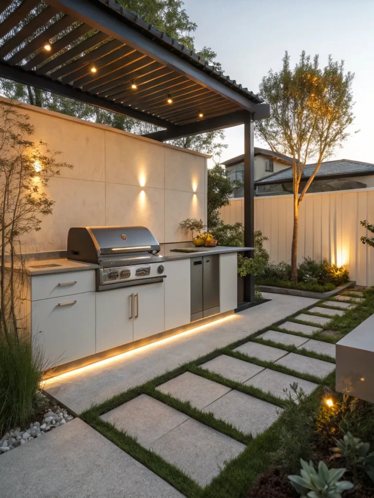 29realistic photo of a modern outdoor kitchen feat