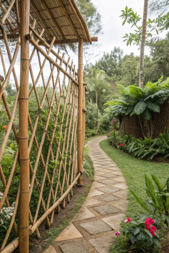 3 boho bamboo retreat bamboo garden fence idea