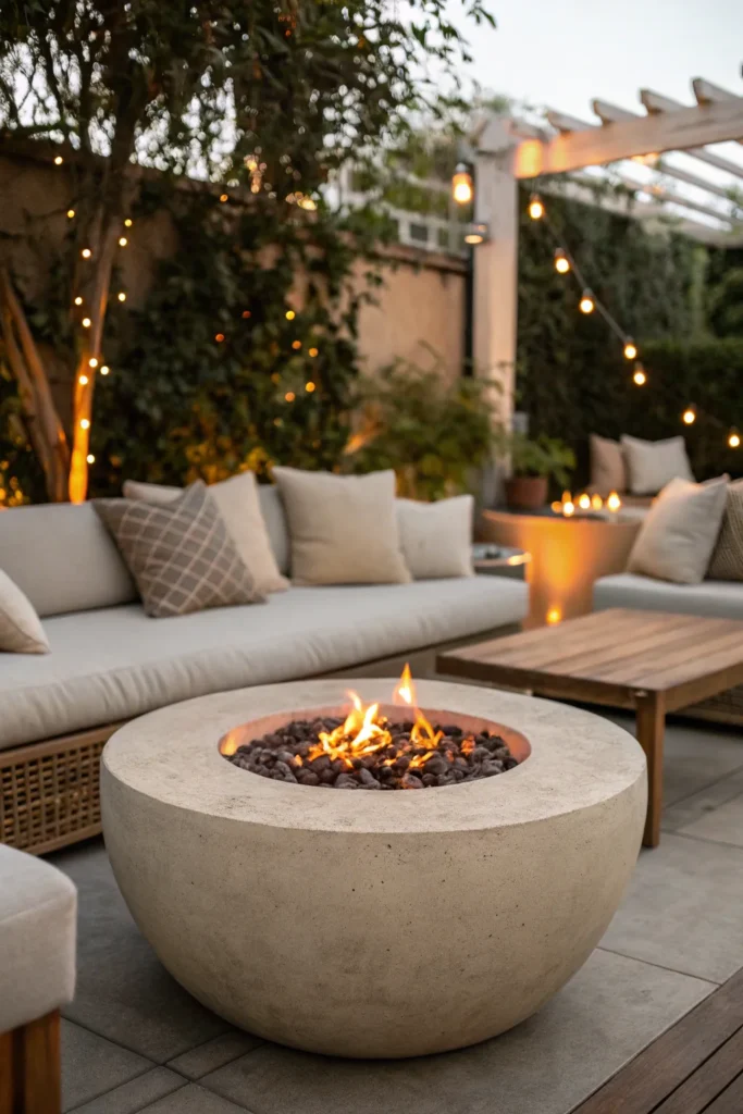 3 circular concrete fire table a smooth round c