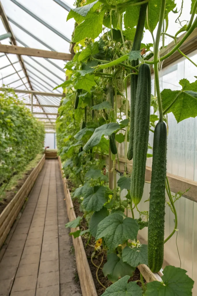 3 english cucumbers vertical cucumber vines clim