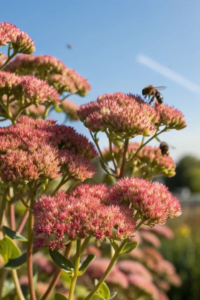 3 sedum close up of sedum autumn joy transitio