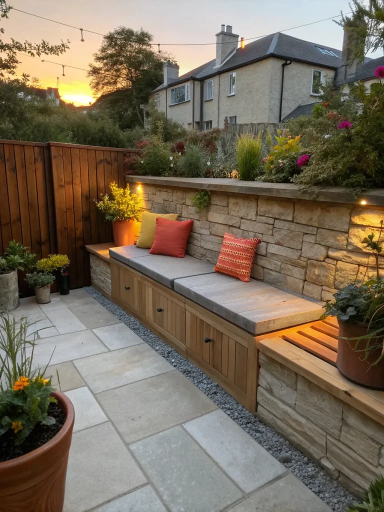 3 small courtyard garden with sleek built in wood