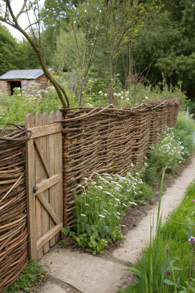 3 woven willow fence depict a woven willow priva