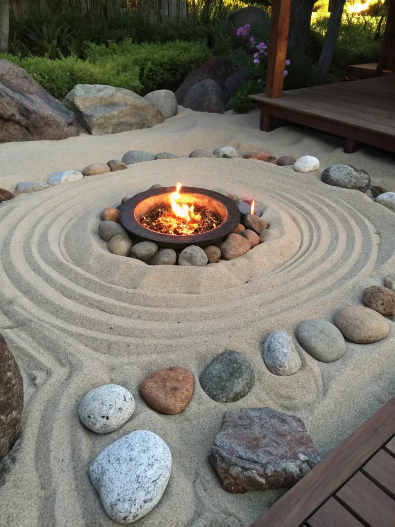 3 zen sand and stone natural fire pit ideas