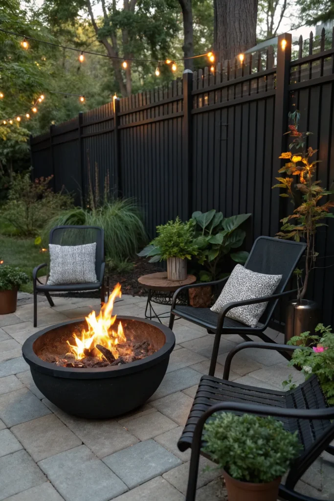 30 black fence and fire pit combo a cozy fire pi