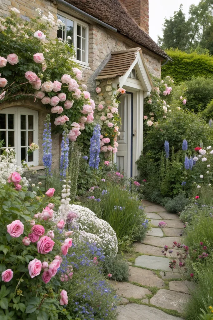 30 english cottage garden with blush roses engli