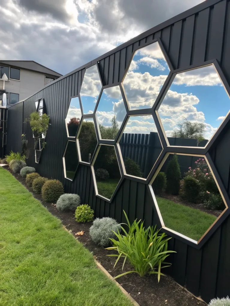 30 multiple large reflective hexagon panels arrang