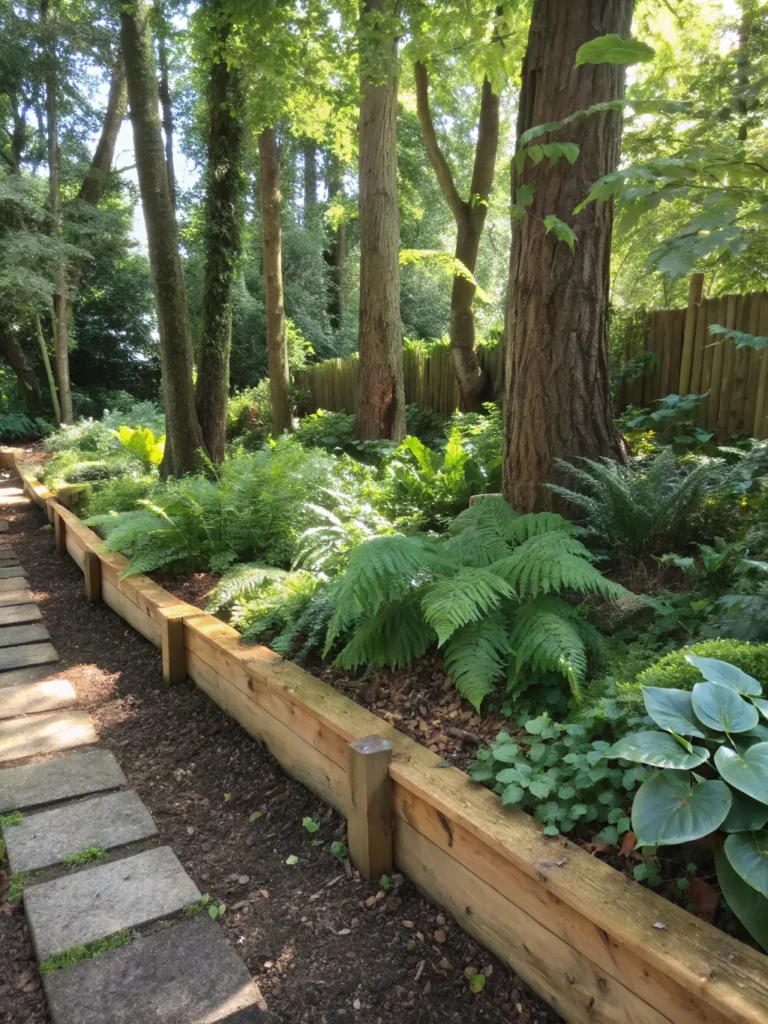 30softwood beech sleepers forming bright borders