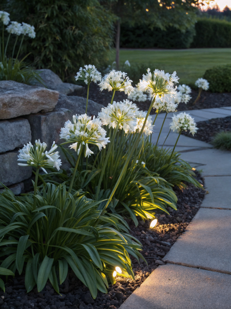 31 agapanthus icecap moon garden scene with aga