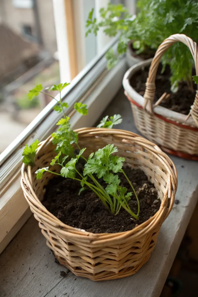 31 chervil in a basket pot a woven basket pot