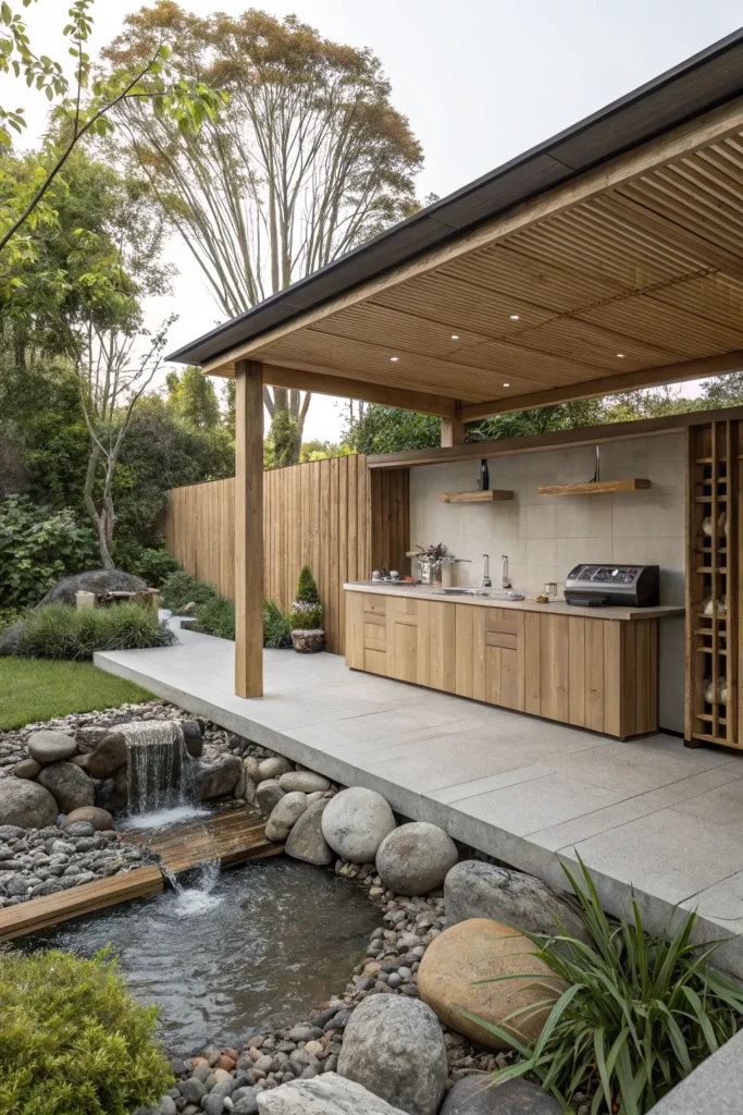 31 japanese zen minimalist outdoor kitchen with