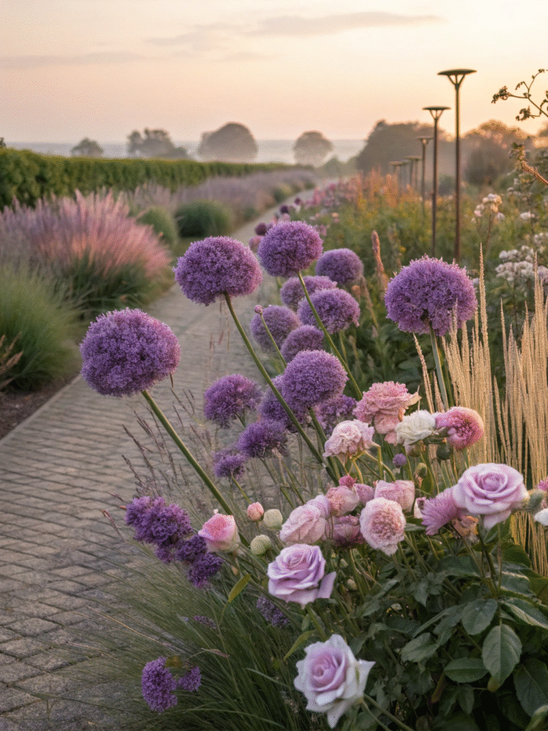31realistic photo of a dreamy garden border with p