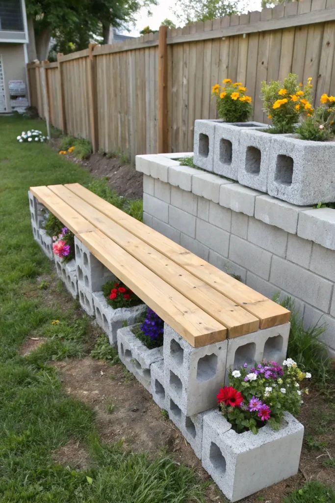 32 concrete block bench planter concrete block