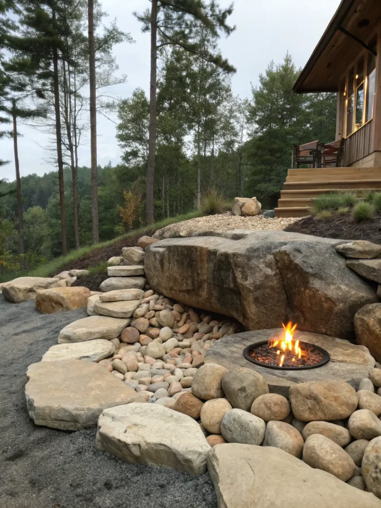 32 natural rock ledge natural fire pit ideas