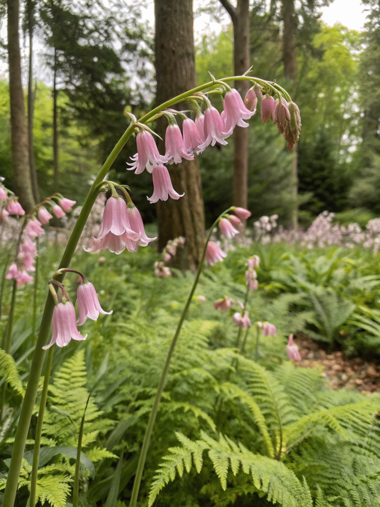 32realistic photo of a woodland garden scene featu