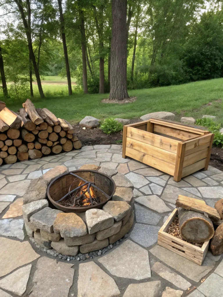 33 fire pit with built in wood storage natural fi