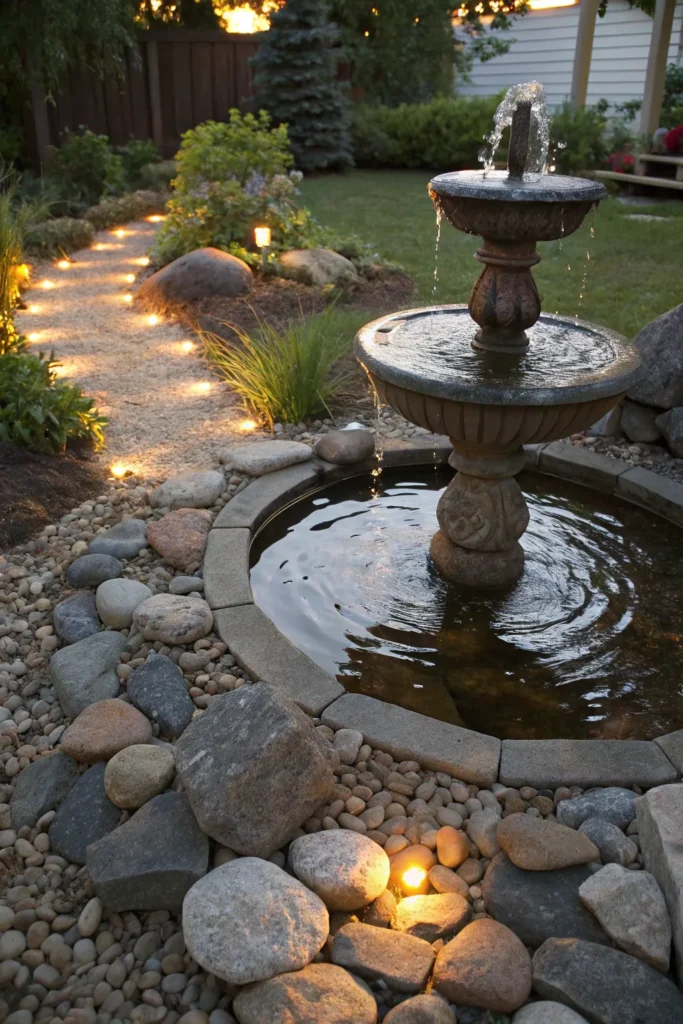 33 stone borders with integrated water features