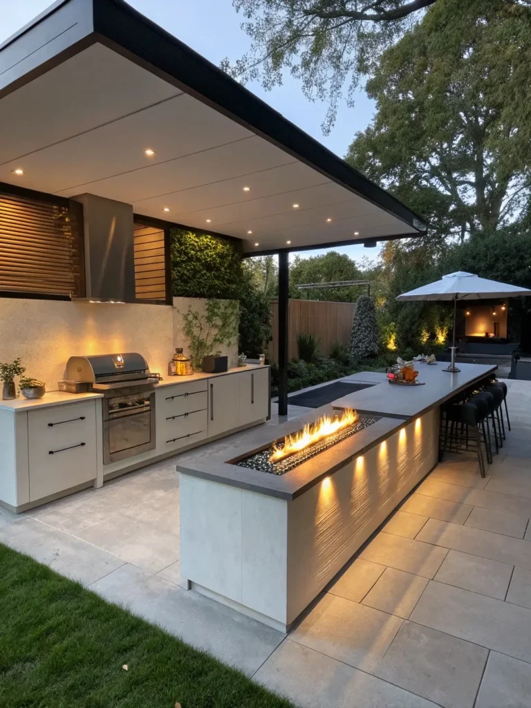 33realistic photo of a modern outdoor kitchen feat