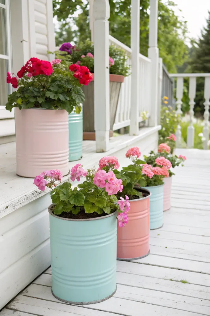 34 paint can flower pot painted metal cans in