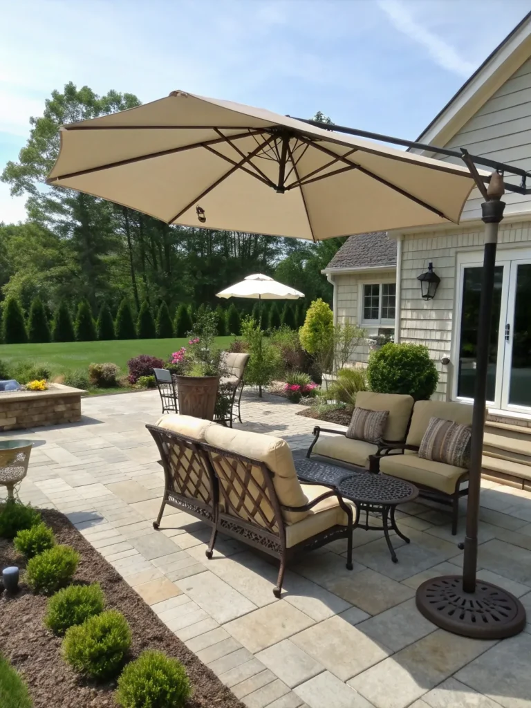 34 patio umbrella patio seating ideas