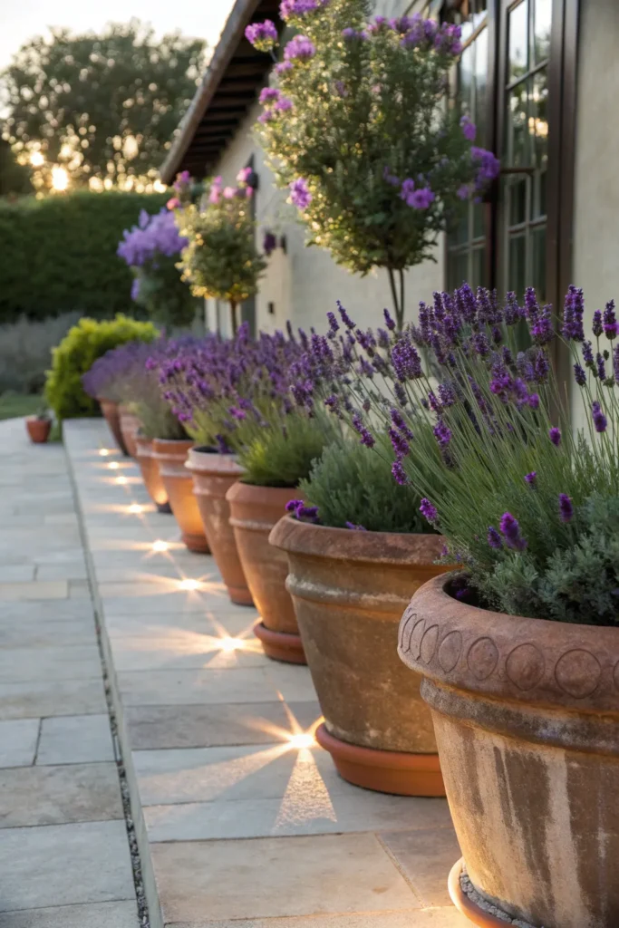 34 potted lavender for fragrance terracotta pots