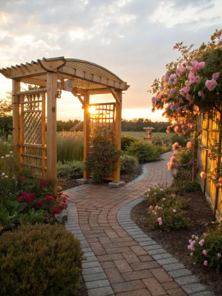 34 realistic scene of a cedarwood arbor glowing w