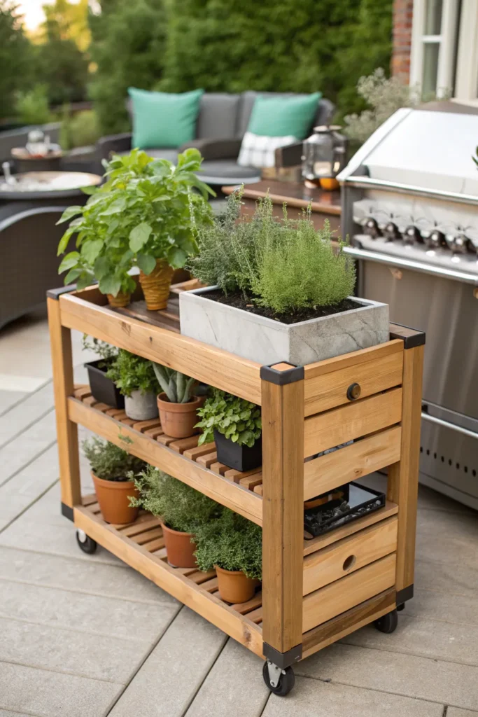 34 rolling herb cart for patio cooking a woode