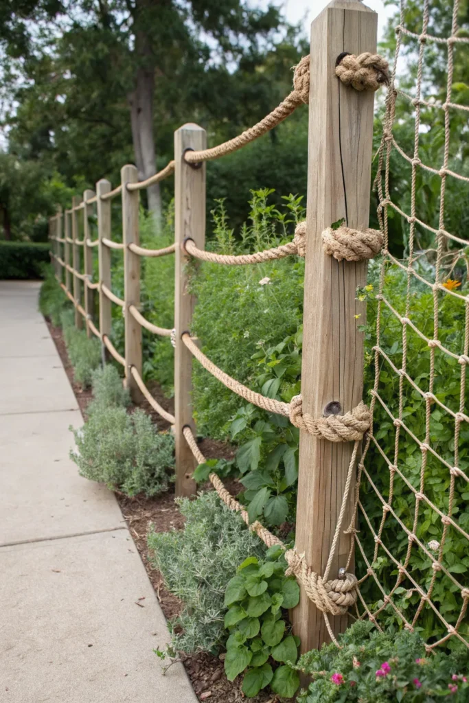 34 rope trellis fence fence made of posts and wo