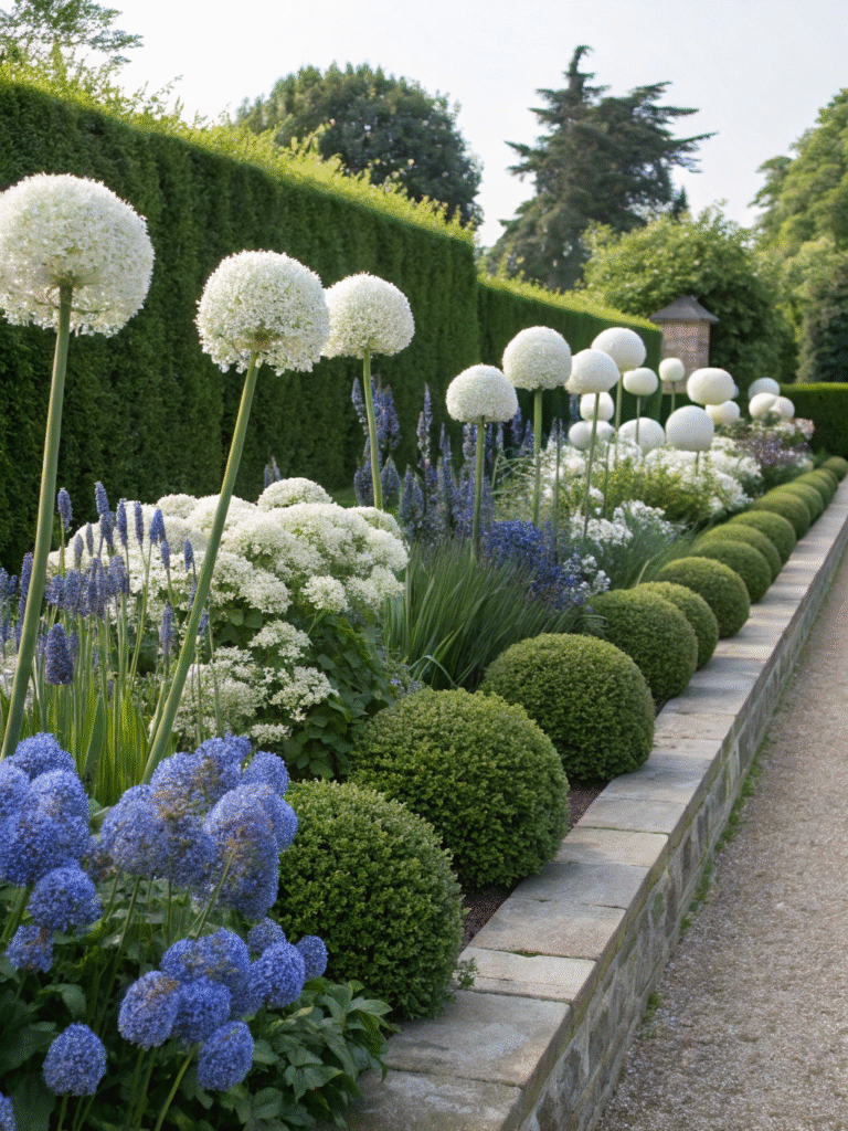 34realistic photo of a grand garden border showcas