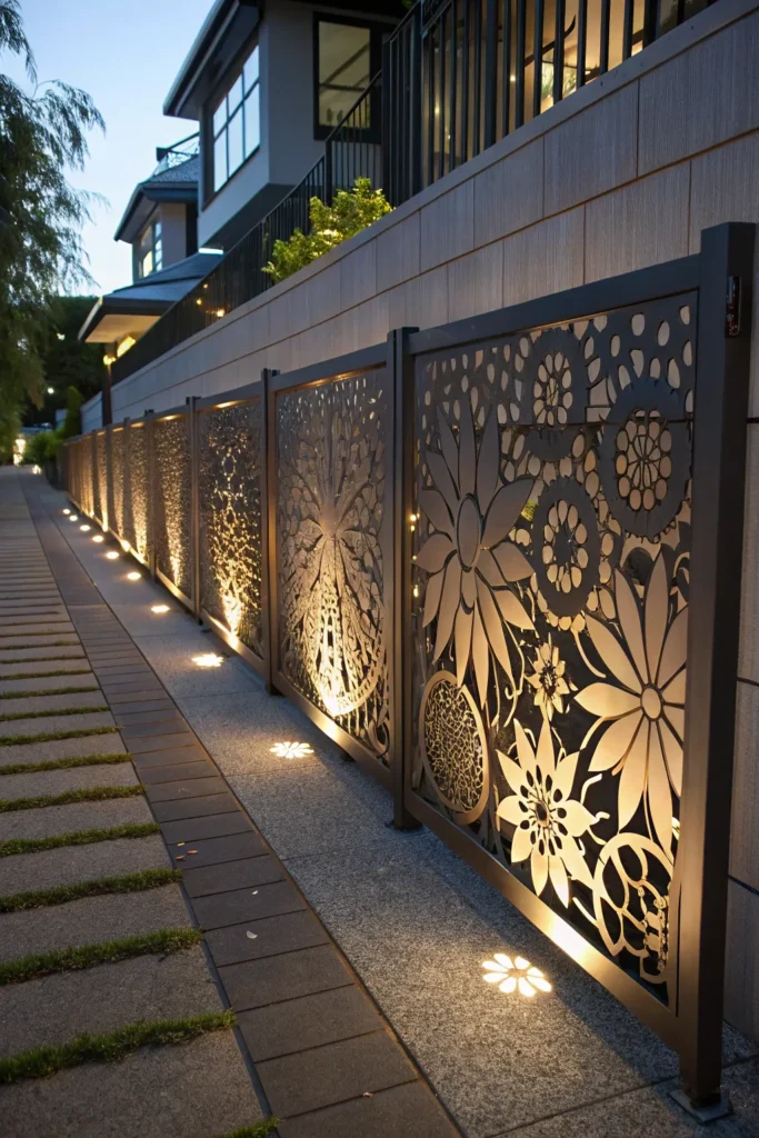 35 laser cut metal panels fence with decorative