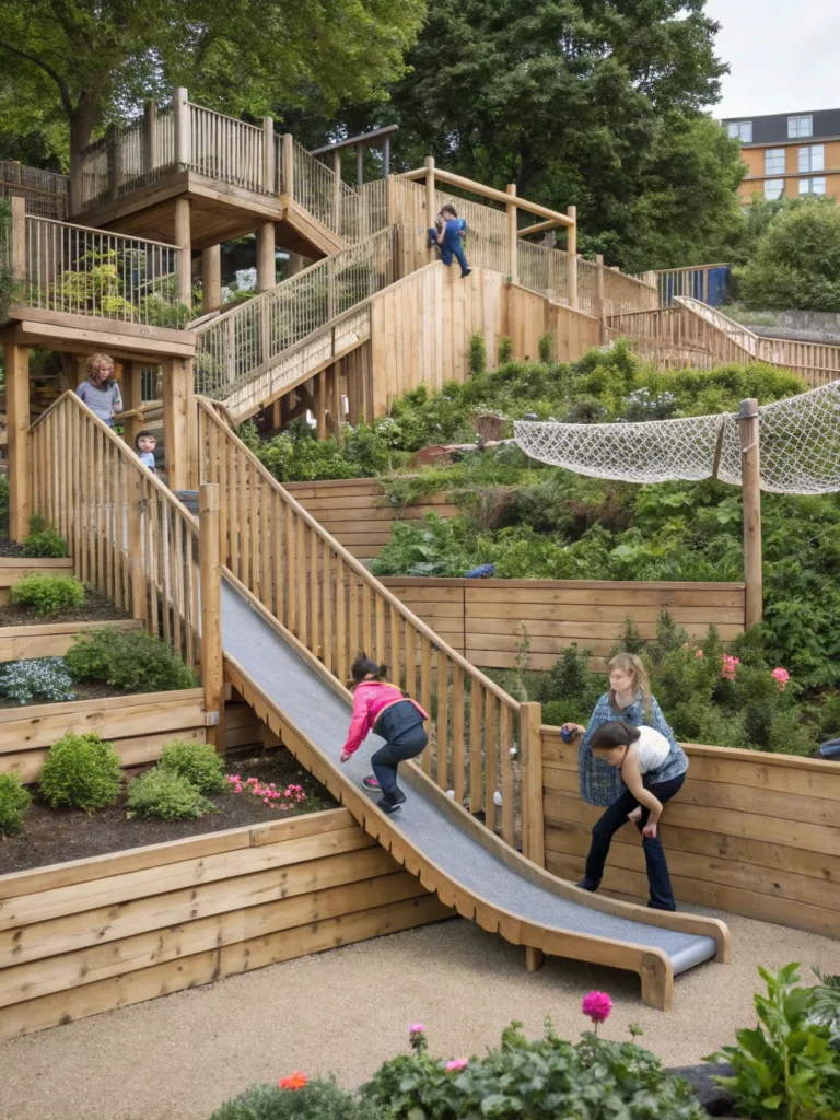 35 multi level play area a terraced garden play