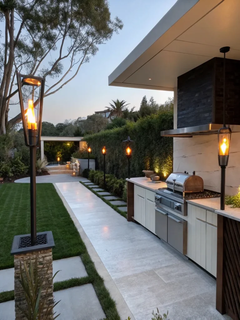 35realistic photo of a modern outdoor kitchen feat