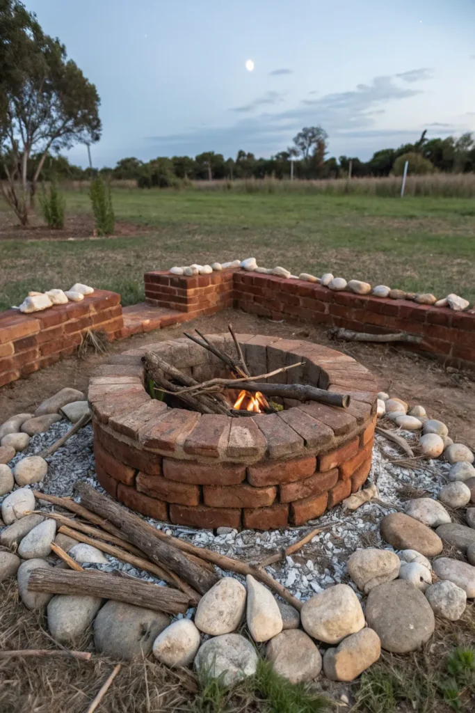 36 a rustic fire pit made of salvaged bricks sur