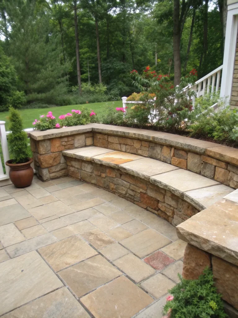 36 built in stone benches patio seating ideas