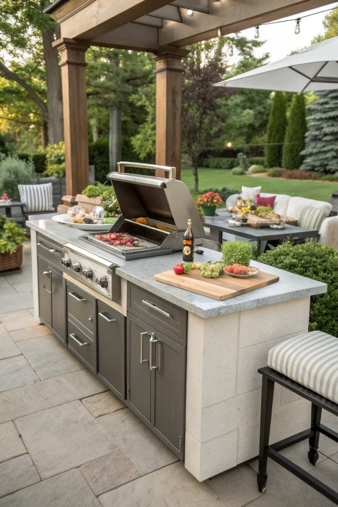 37 bbq prep island with cutting board station pat