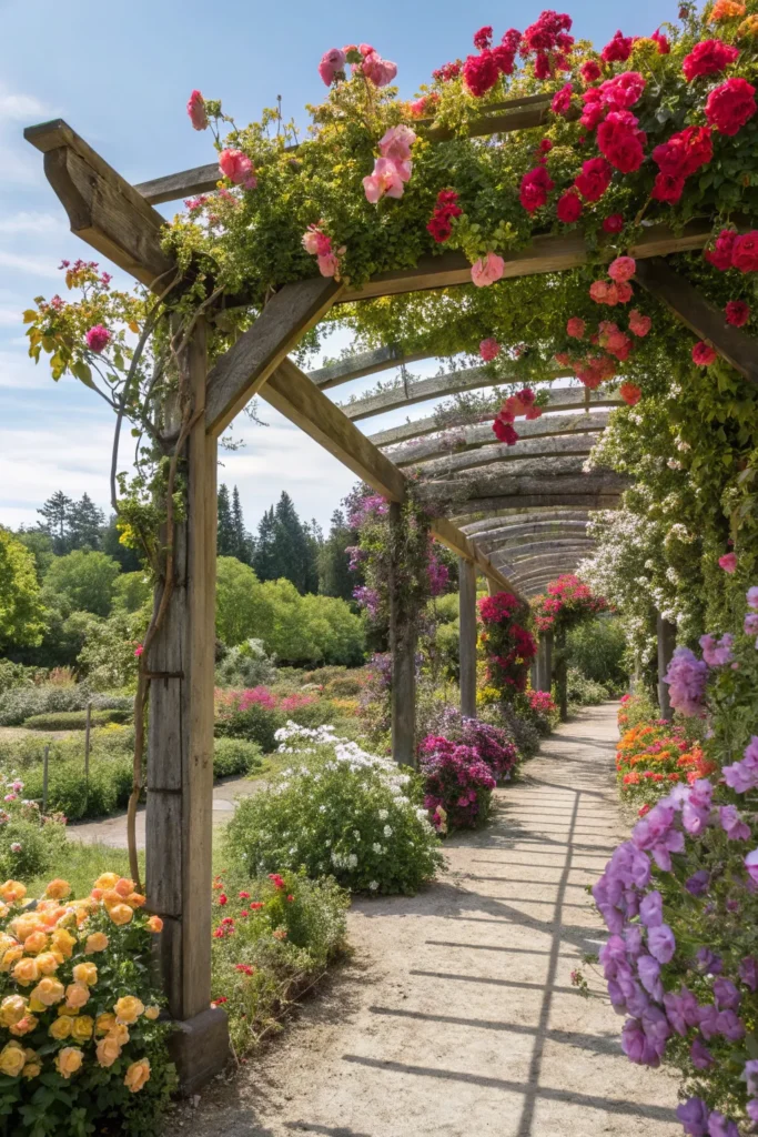 37 colorful floral fantasy pergola beams draped