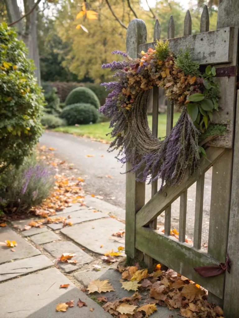 37 garden gate decorated with handmade seasonal w