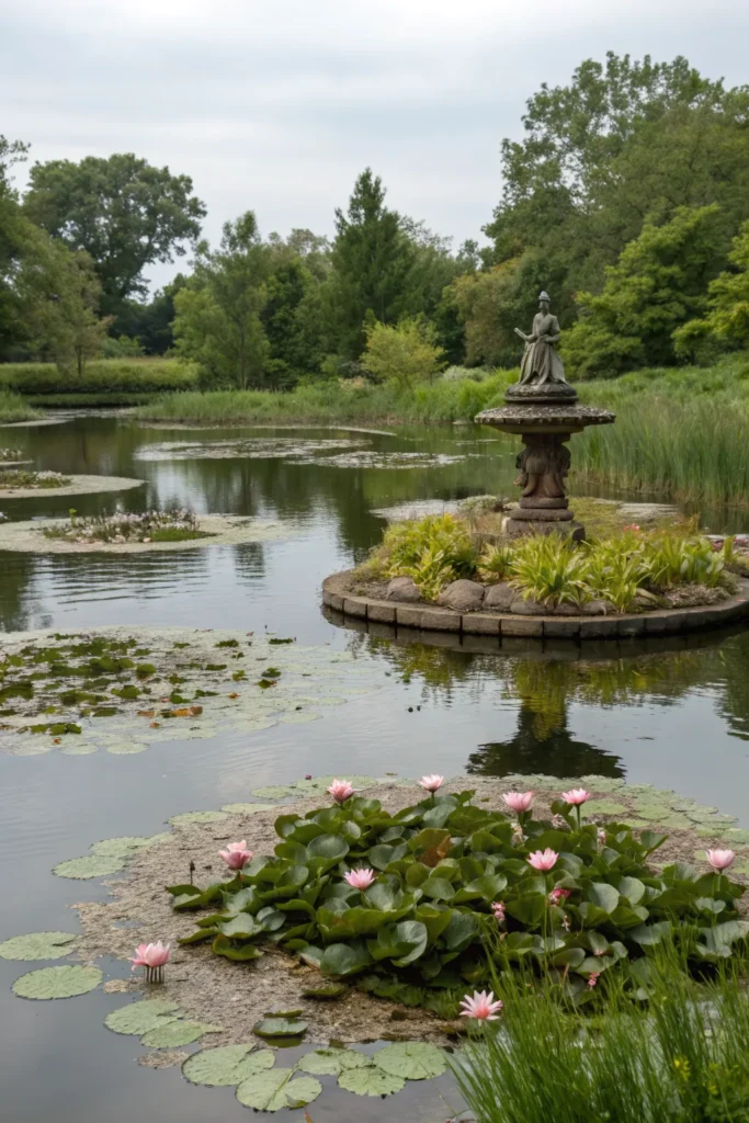 38 island sculpture pond a pond with a tiny ce