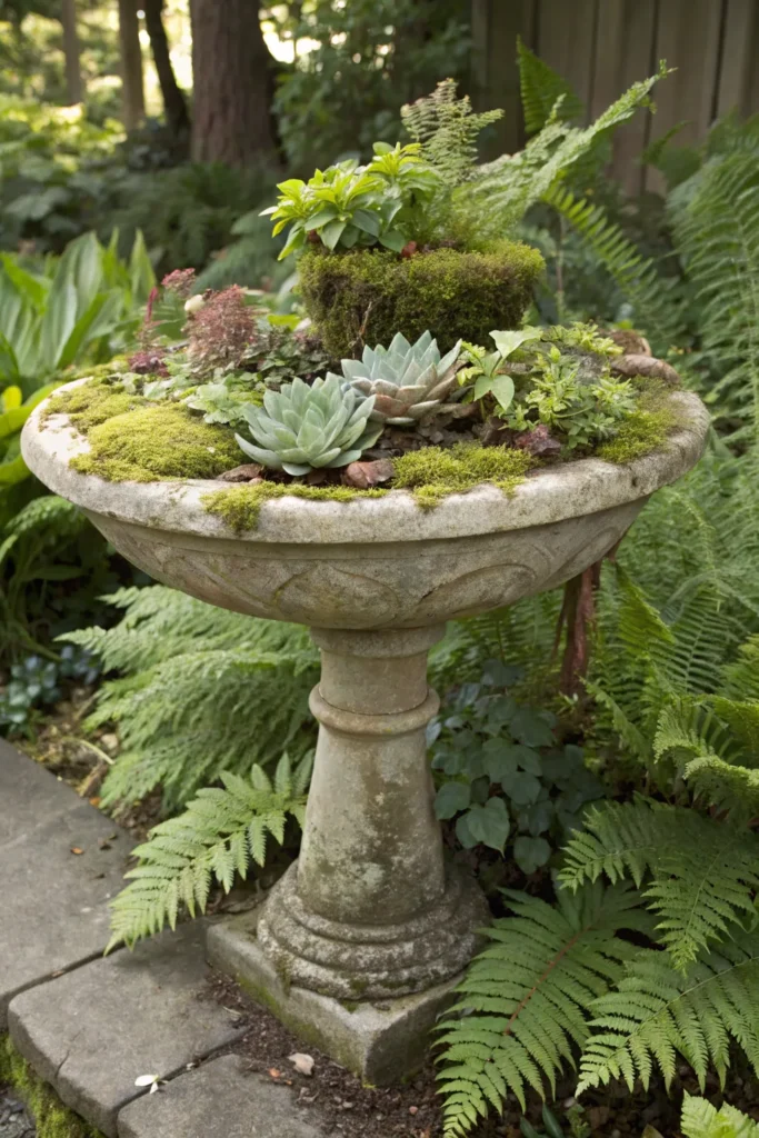 39 repurposed bird bath planter stone bird bat