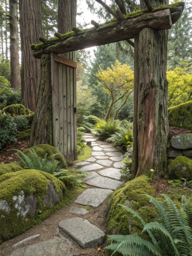 39 rustic garden entrance made from two upright t