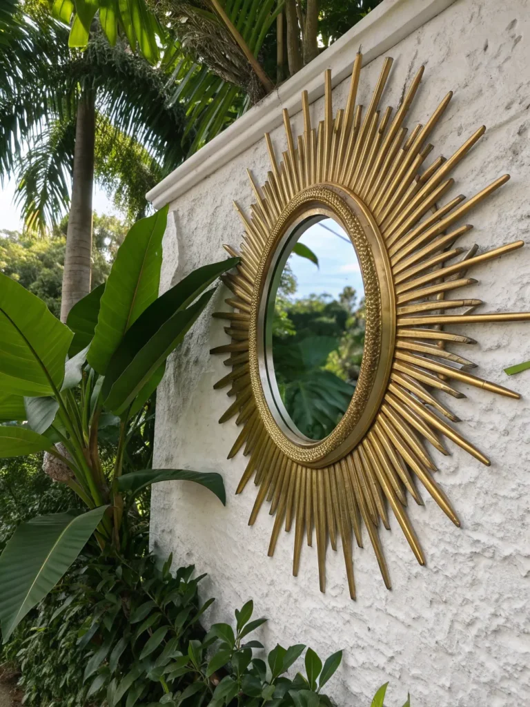 4 a dramatic sunburst mirror with a gold metallic
