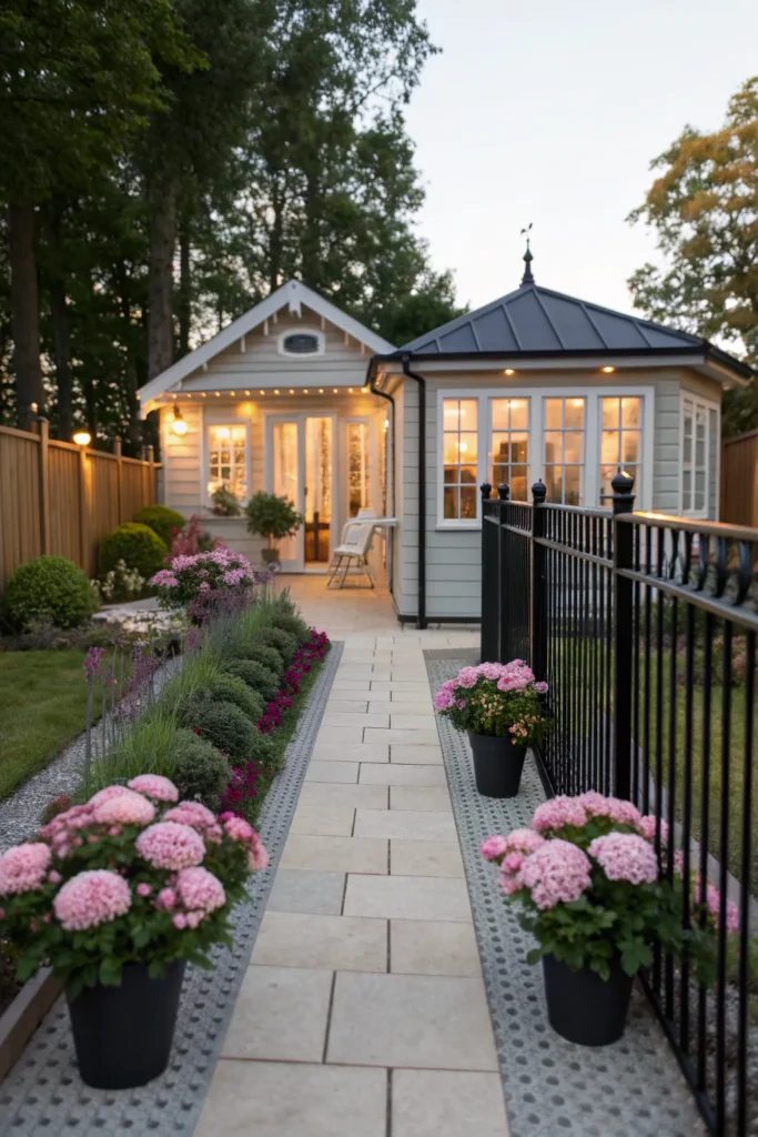 4 black fence and summer house retreat a stylish