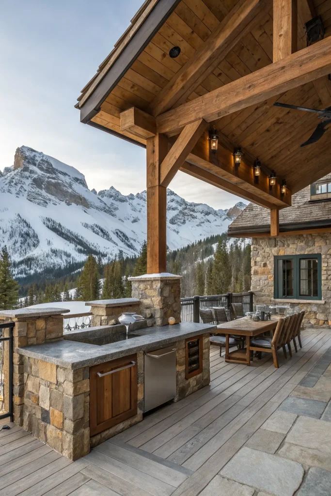 4 chalet style mountain retreat deck kitchen wit