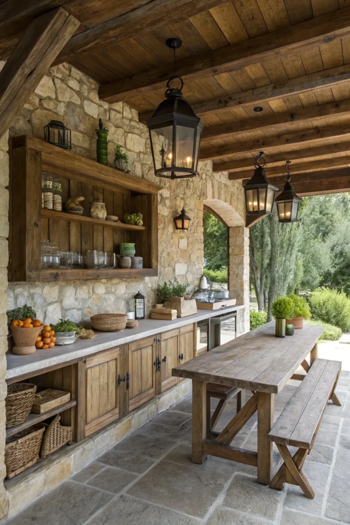 4 farmhouse style outdoor kitchen depict a rusti