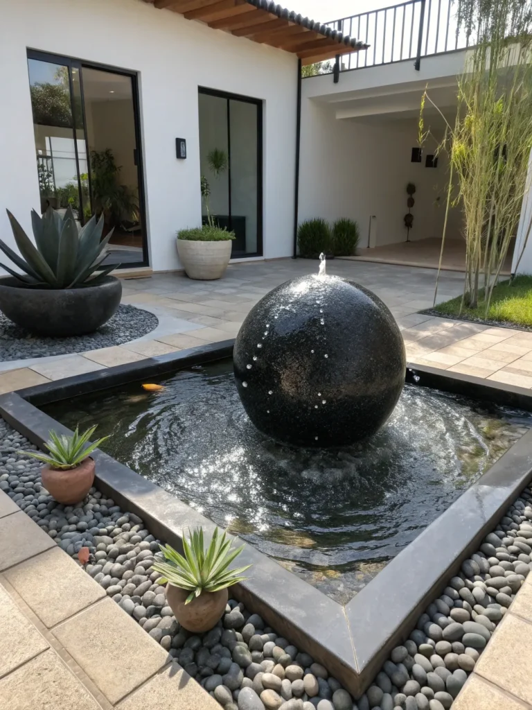 4 spherical black granite bubbling fountain set i