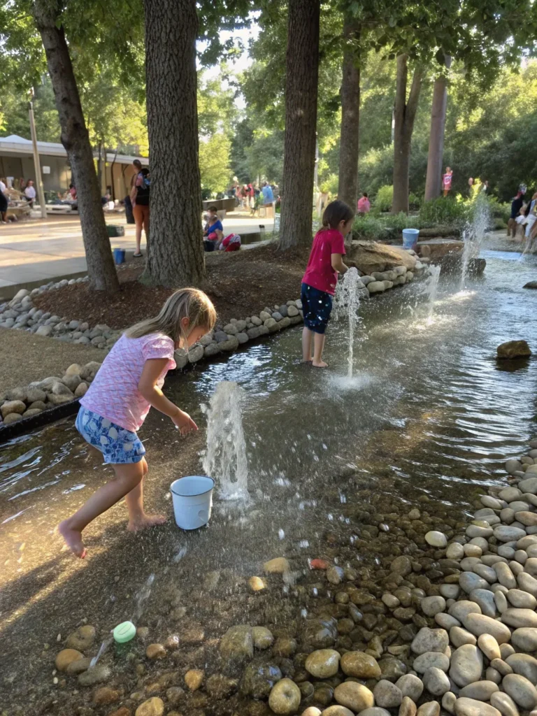 4 water splash play area shallow pebble lined sp