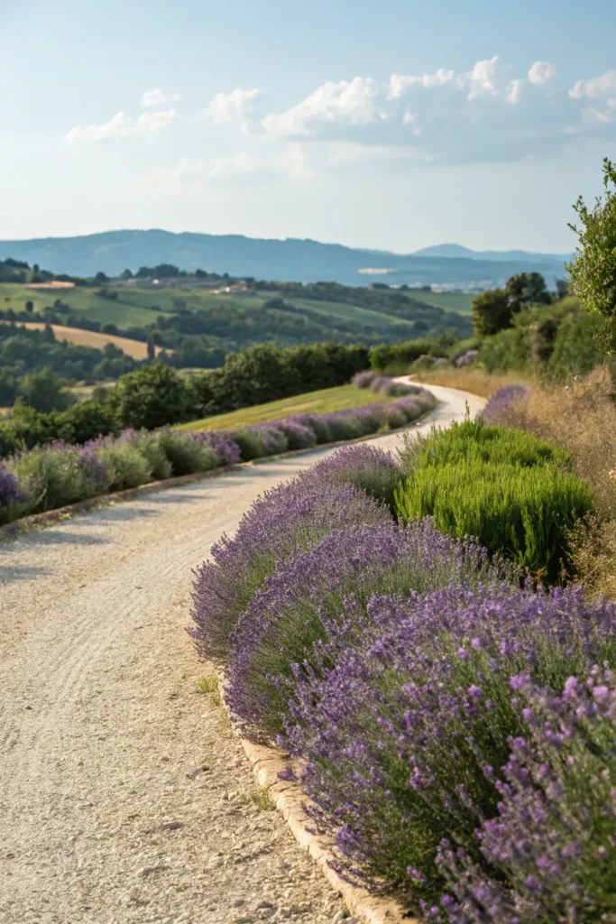 40 lavender fragrant path curving gravel path