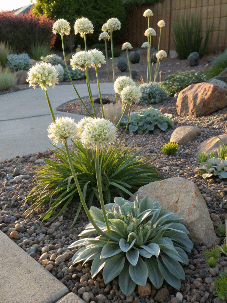 41realistic photo of a compact rock garden featuri